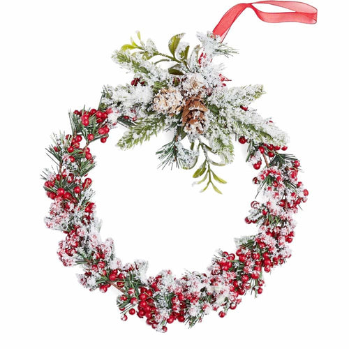 Artificial Snow Berry Christmas Holiday Wreath, 7