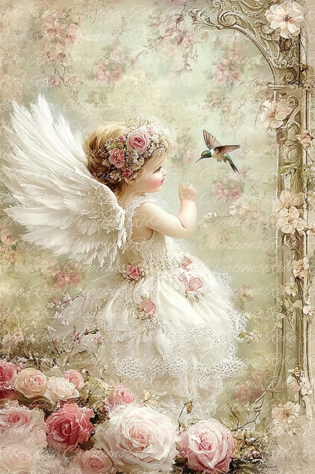 Kelli Kat's Hummingbird Angel Rice Paper by Reba Rose Creations