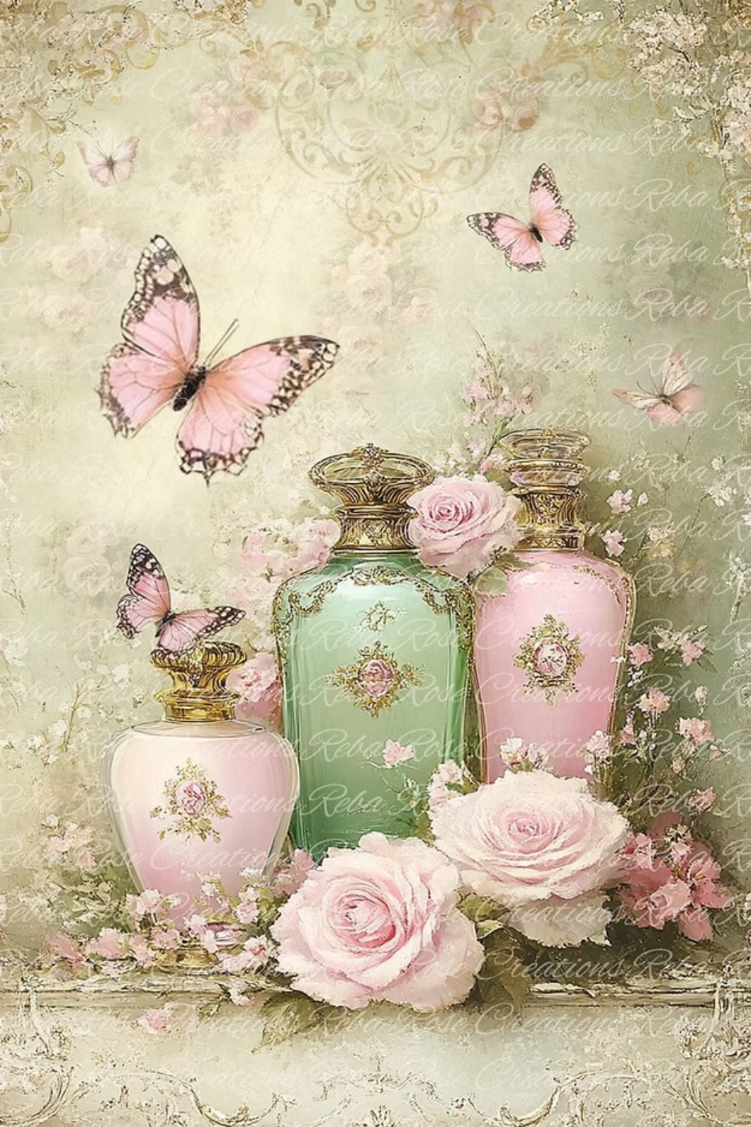 Kelli Kat's Butterflies & Bottles Rice Paper by Reba Rose Creations