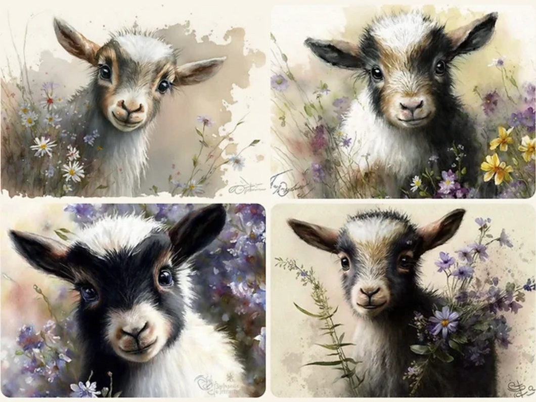 Baby Goats Rice Paper by Reba Rose Creations