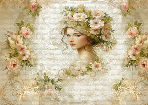 Beautiful Creams Collage Rice Paper by Reba Rose Creations