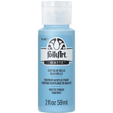 Load image into Gallery viewer, Blue bottle of FolkArt acrylic paint with a white cap on a white background