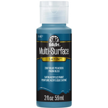 Load image into Gallery viewer, Bottle of FolkArt Multi-Surface Satin acrylic paint in Blue Peacock color on a white background