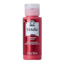 Load image into Gallery viewer, Bottle of FolkArt metallic acrylic paint in bright red on a white background