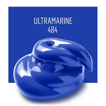 Load image into Gallery viewer, Blue swatch labeled 'Ultramarine 484' on a blue background