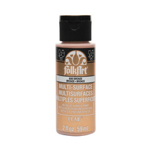 Load image into Gallery viewer, A bottle of Folk Art brand metallic acrylic paint in the color 'Exot Bronze' (603 Bronze), with a black cap and a black and bronze label, shown on a plain white background.