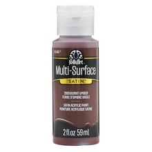 Load image into Gallery viewer, Bottle of FolkArt Multi-Surface Satin acrylic paint in Burnt Umber color on a white background