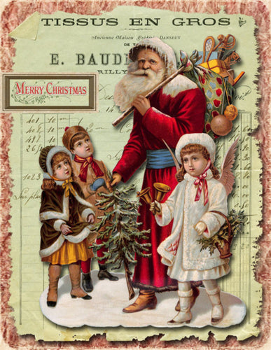Merry Christmas Santa with Toy Sack by Monahan Papers