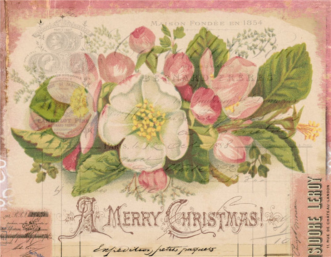 A Merry Christmas Pink Florals by Monahan Papers, C520