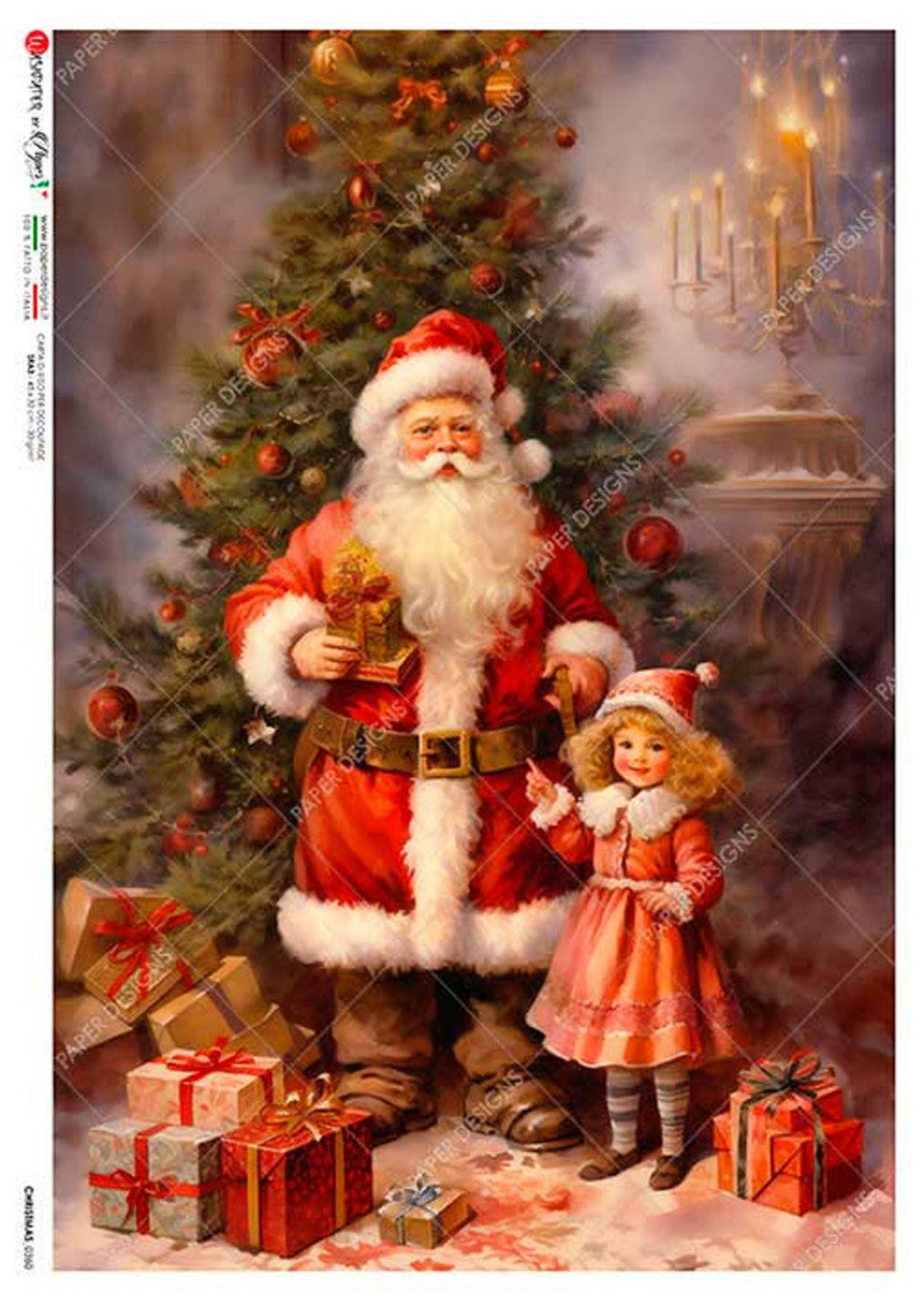 Christmas 0360 Paper Designs Washipaper, Santa and his Helper
