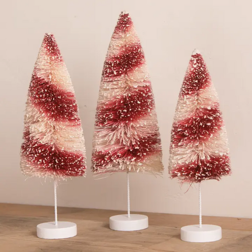 Candy Cane Bottle Brush Trees Set of 3 by Bethany Lowe Designs