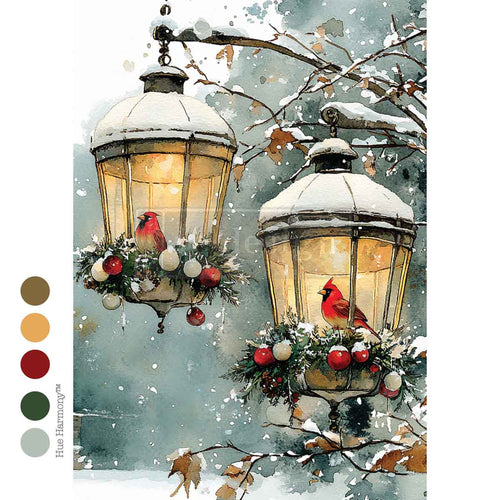 Cardinal Christmas Decoupage Fiber Paper by Redesign with Prima