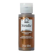 Load image into Gallery viewer, A bottle of Jolly Art Metallic Acrylic Paint in the shade 2570 Chocolate Brown, featuring a metallic bronze-brown finish and a white cap, shown on a plain white background.