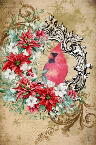 Christmas Cardinal Rice Paper by Reba Rose Creations