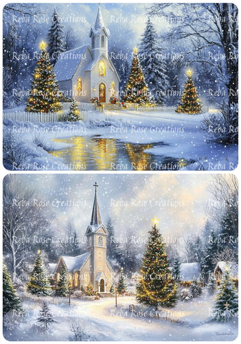 Christmas Chapel Rice Paper by Reba Rose Creations
