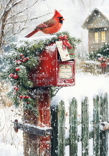 Christmas Mailbox Rice Paper by Reba Rose Creations