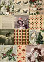 Load image into Gallery viewer, Christmas Squares Rice Paper by Decoupage Queen, Victorian Vintage Christmas Postcard images, A4