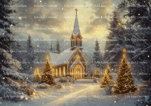 Church All Aglow Rice Paper by Reba Rose Creations