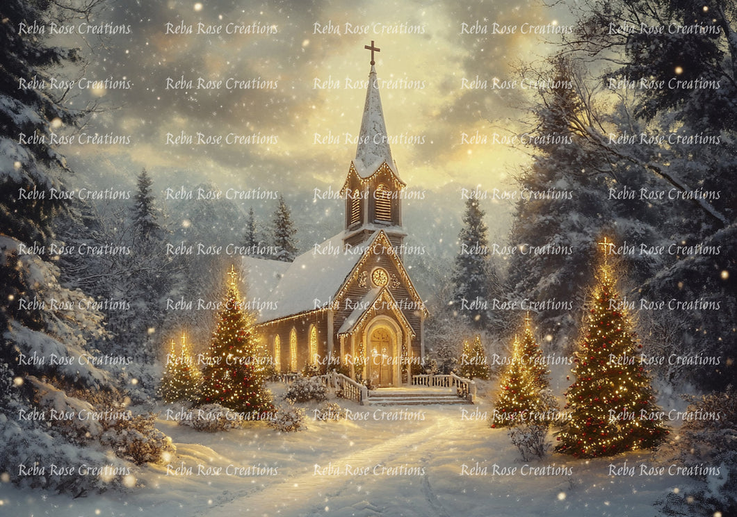 Church All Aglow Rice Paper by Reba Rose Creations
