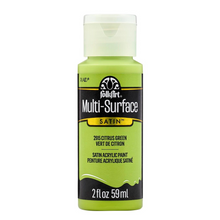 Load image into Gallery viewer, Bottle of FolkArt Multi-Surface Satin acrylic paint in Citrus Green on a white background