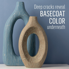 Load image into Gallery viewer, Two ceramic vases with cracked surface texture on a blue background