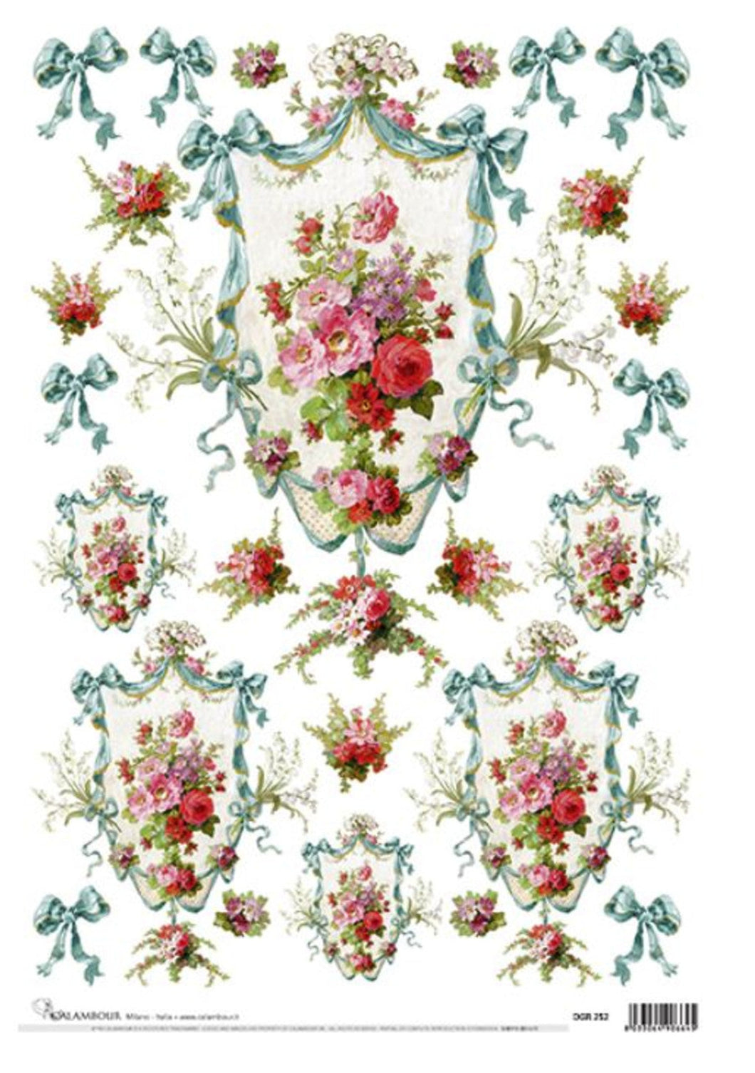 Baroque Bouquets and Swags Decoupage Rice Paper by Calambour Italy, DGR252