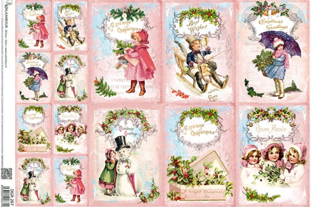 Christmas Vintage Winter Kids Decoupage Rice Paper by Calambour Italy DGR267