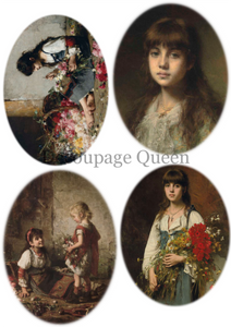 Decoupage Rice Paper Sheet  Vintage Photos of Young Ladies