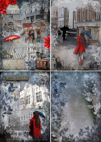 In the City 4 Pack Rice Paper by Decoupage Queen