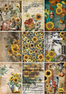 Sunflower Journaling Cards Rice Paper by Decoupage Queen