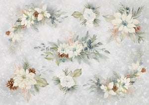Dainty and the Queen White Christmas Florals Rice Paper by Decoupage Queen