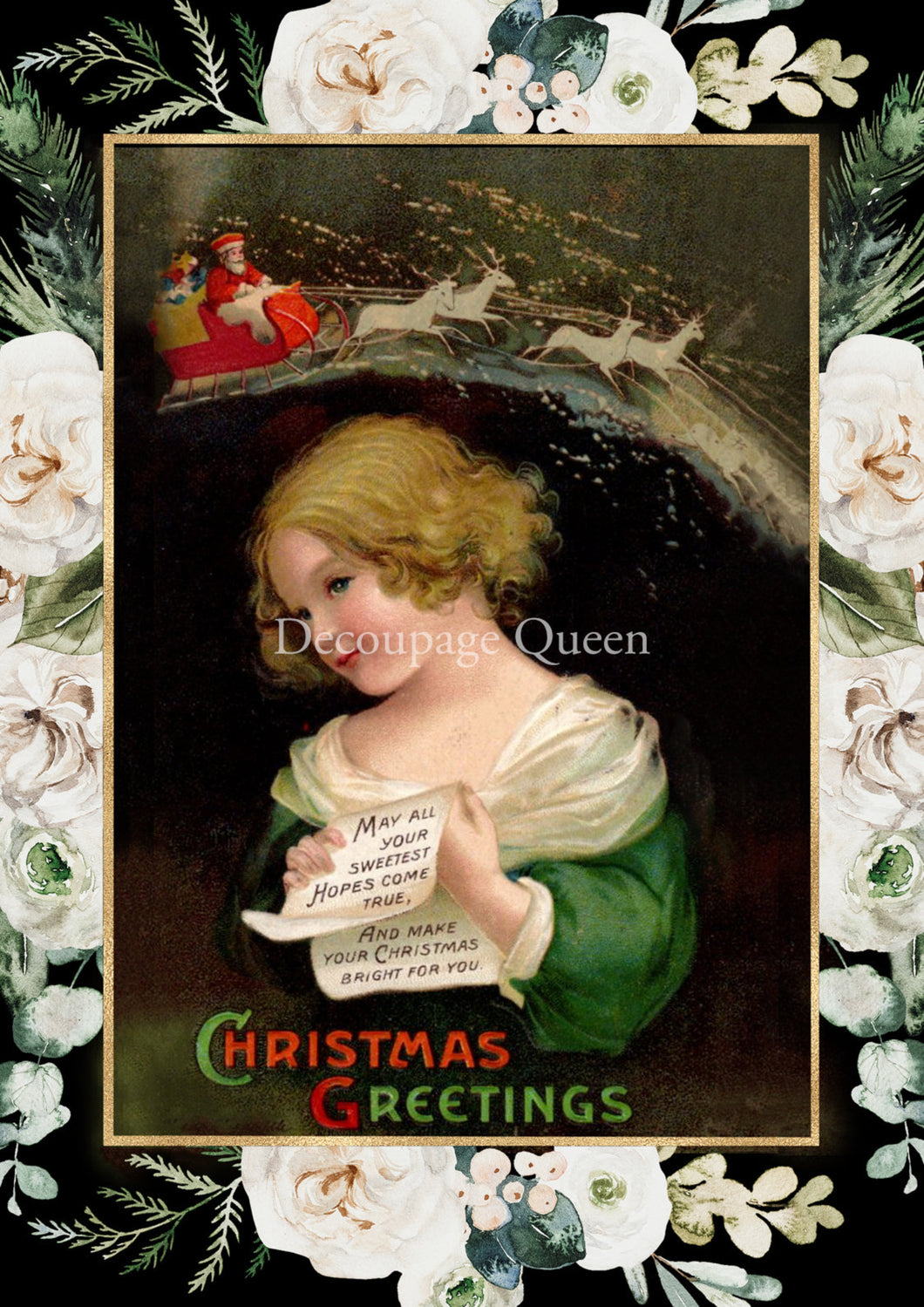 Joyful Christmas Greetings Rice Paper by Decoupage Queen