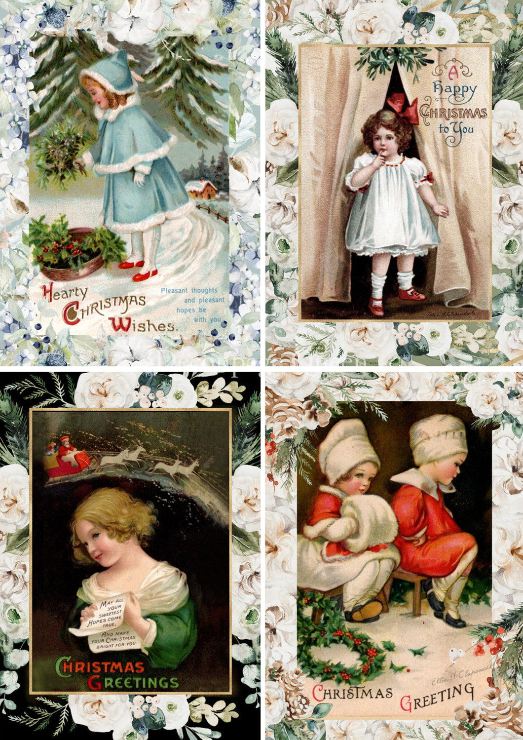 Vintage Christmas Girls 4 Pack Rice Paper by Decoupage Queen