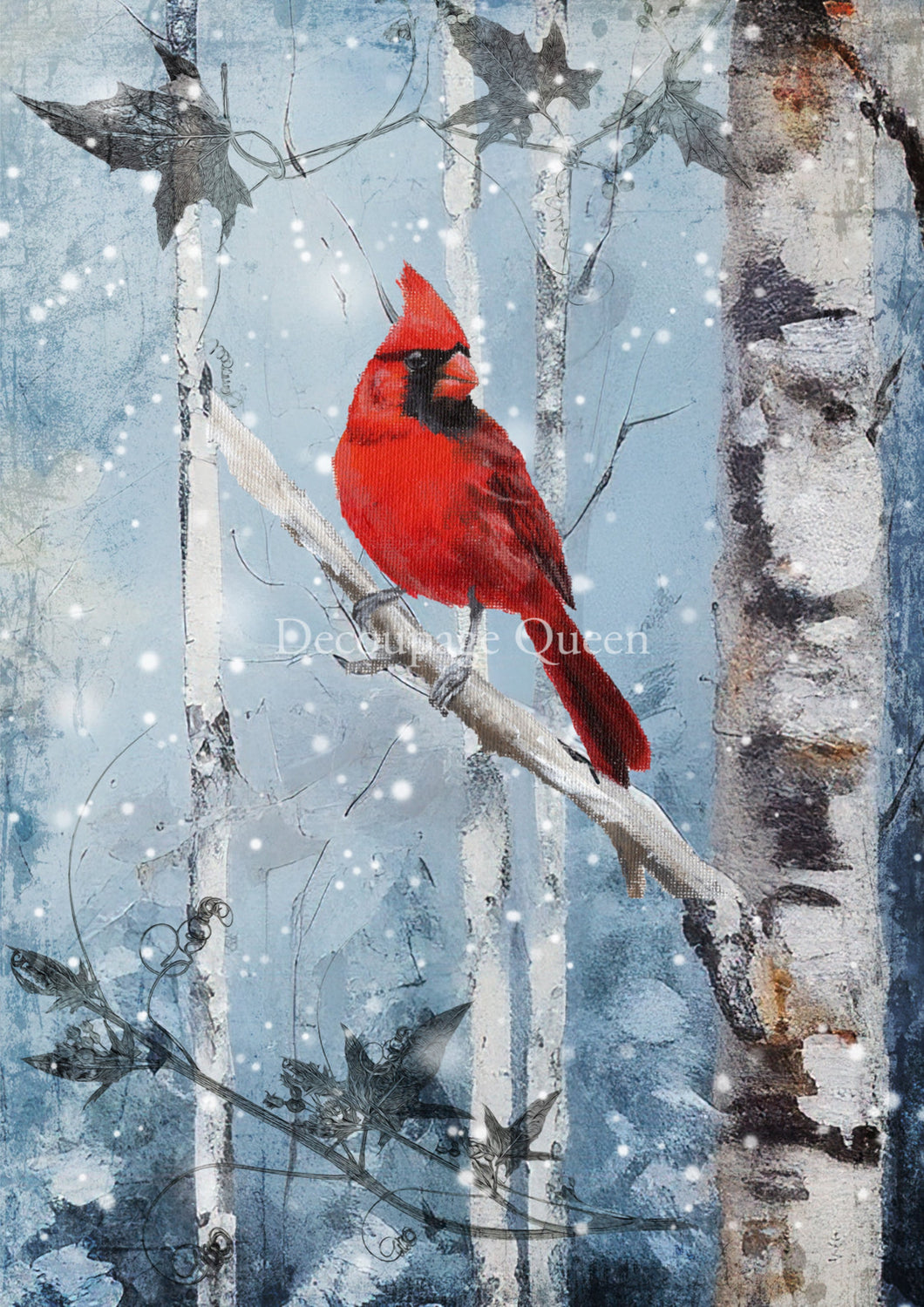 Hand Painted Cardinal Rice Paper by Decoupage Queen