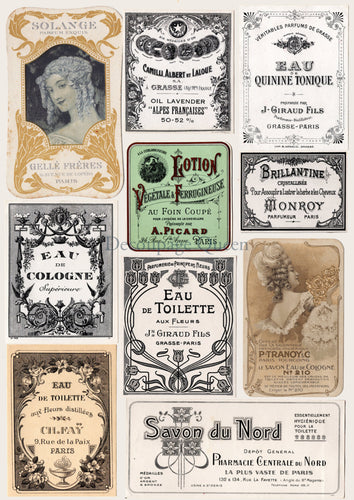 Perfume Labels Rice Paper by Decoupage Queen