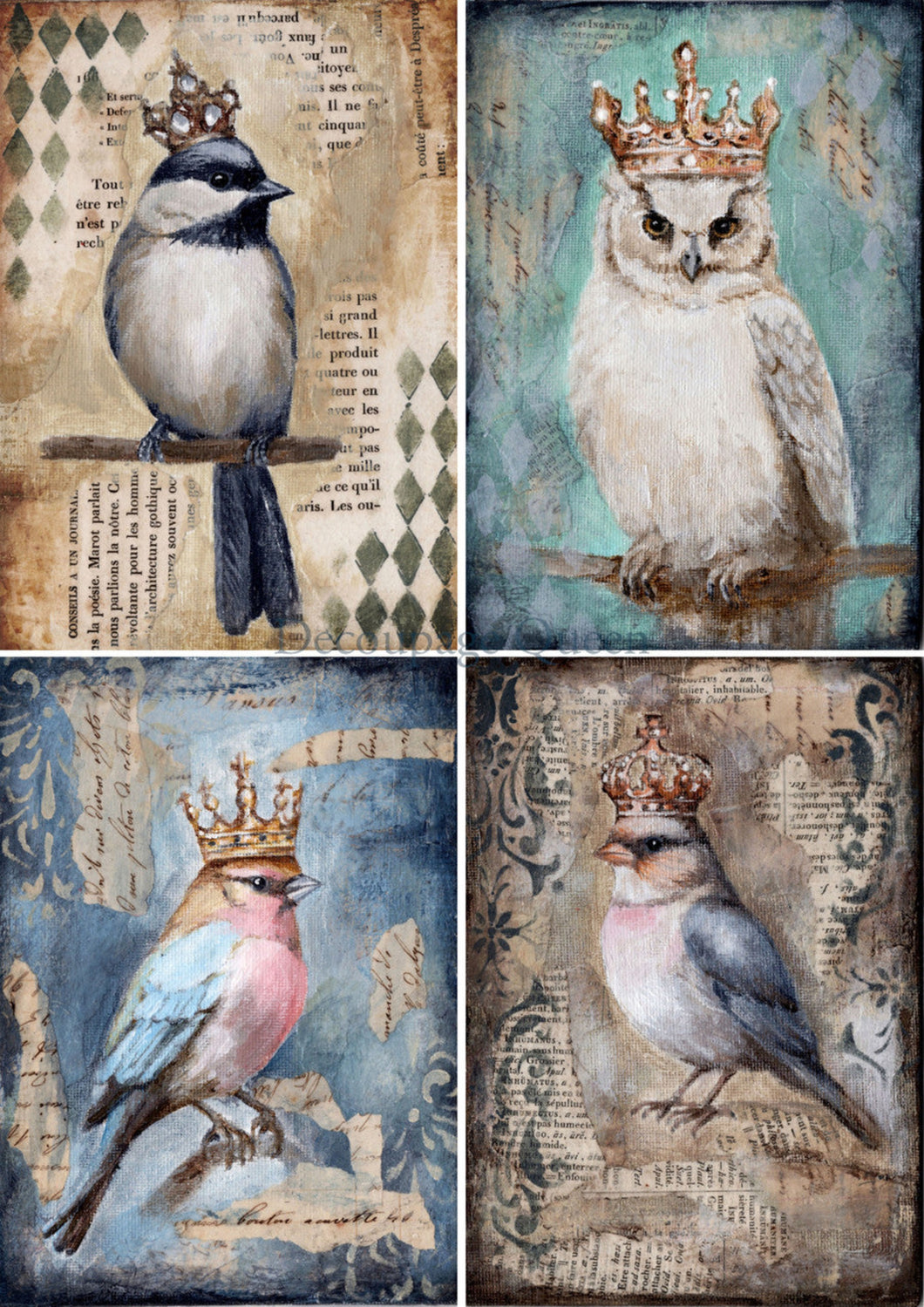 Teresa Rene Art The Four Birds Vellum Paper by Decoupage Queen