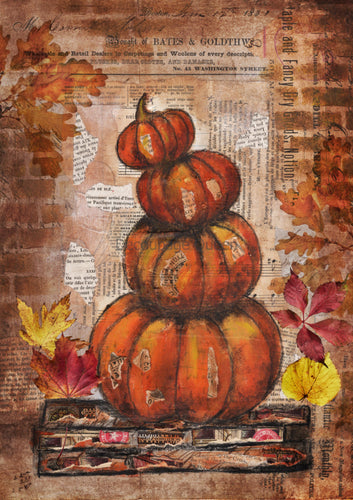 Grunge Pumpkins Rice Paper by Decoupage Queen