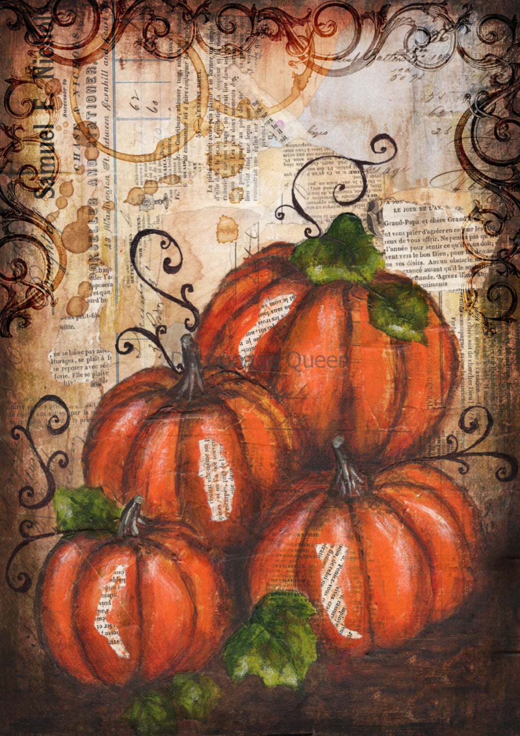 Painted Pumpkins Rice Paper by Decoupage Queen