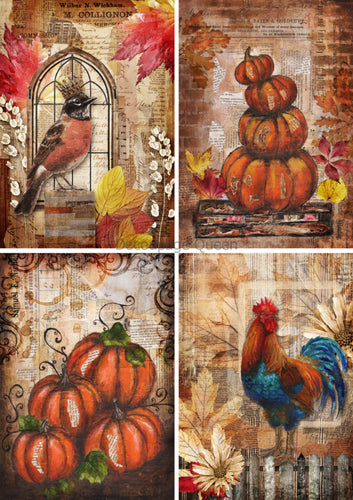 Fall Mixed Media Scenes 4 Pack Vellum Paper by Decoupage Queen