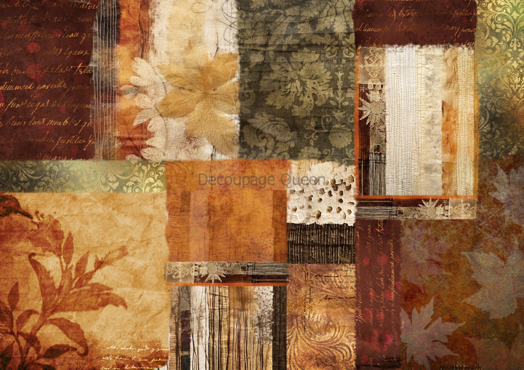 Autumn Patchwork Rice Paper by Decoupage Queen