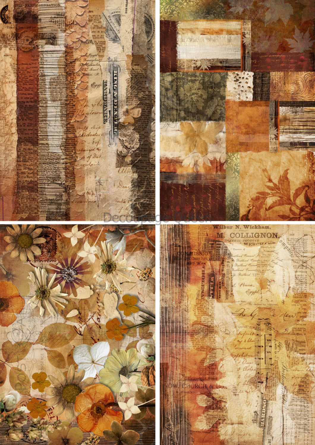 Autumn Textures 4 Pack Rice Paper by Decoupage Queen