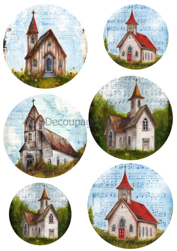 Teresa Rene Art - Church Ornaments Rice Paper by Decoupage Queen