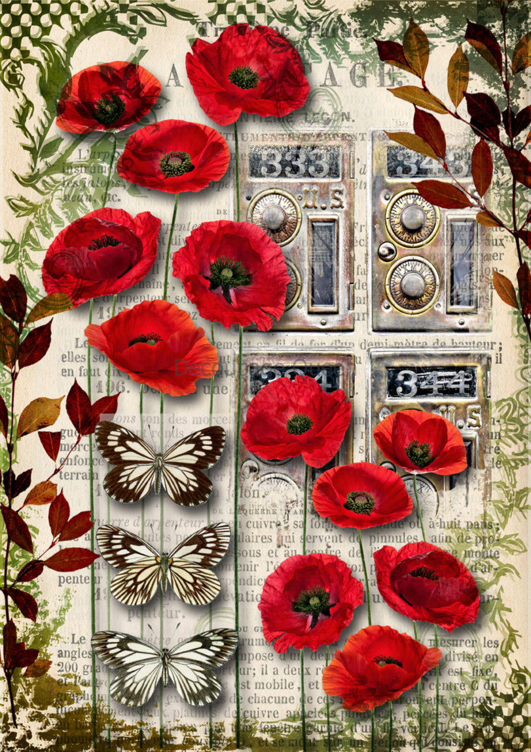 Urban Poppies Rice Paper by Decoupage Queen