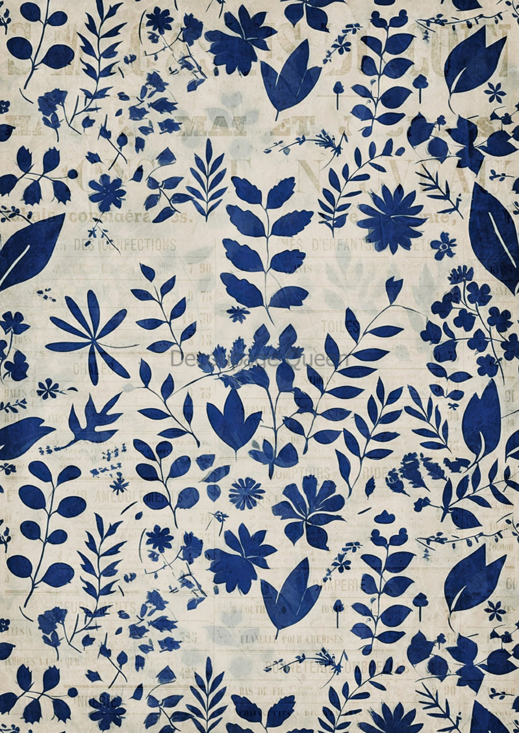 Indigo Botanical IV Rice Paper by Decoupage Queen