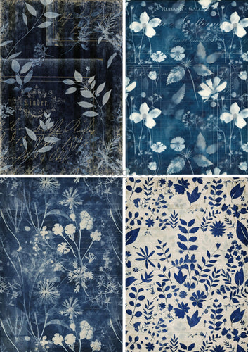 Indigo Botanicals 4 Pack Rice Paper by Decoupage Queen