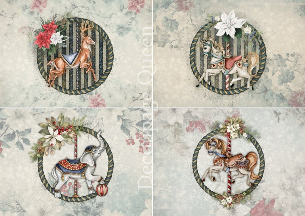 Dainty and the Queen - Jolly 4 Pack Rice Paper by Decoupage Queen