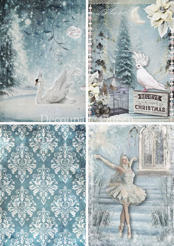 Winter Fantasy 4 Pack Rice Paper by Decoupage Queen