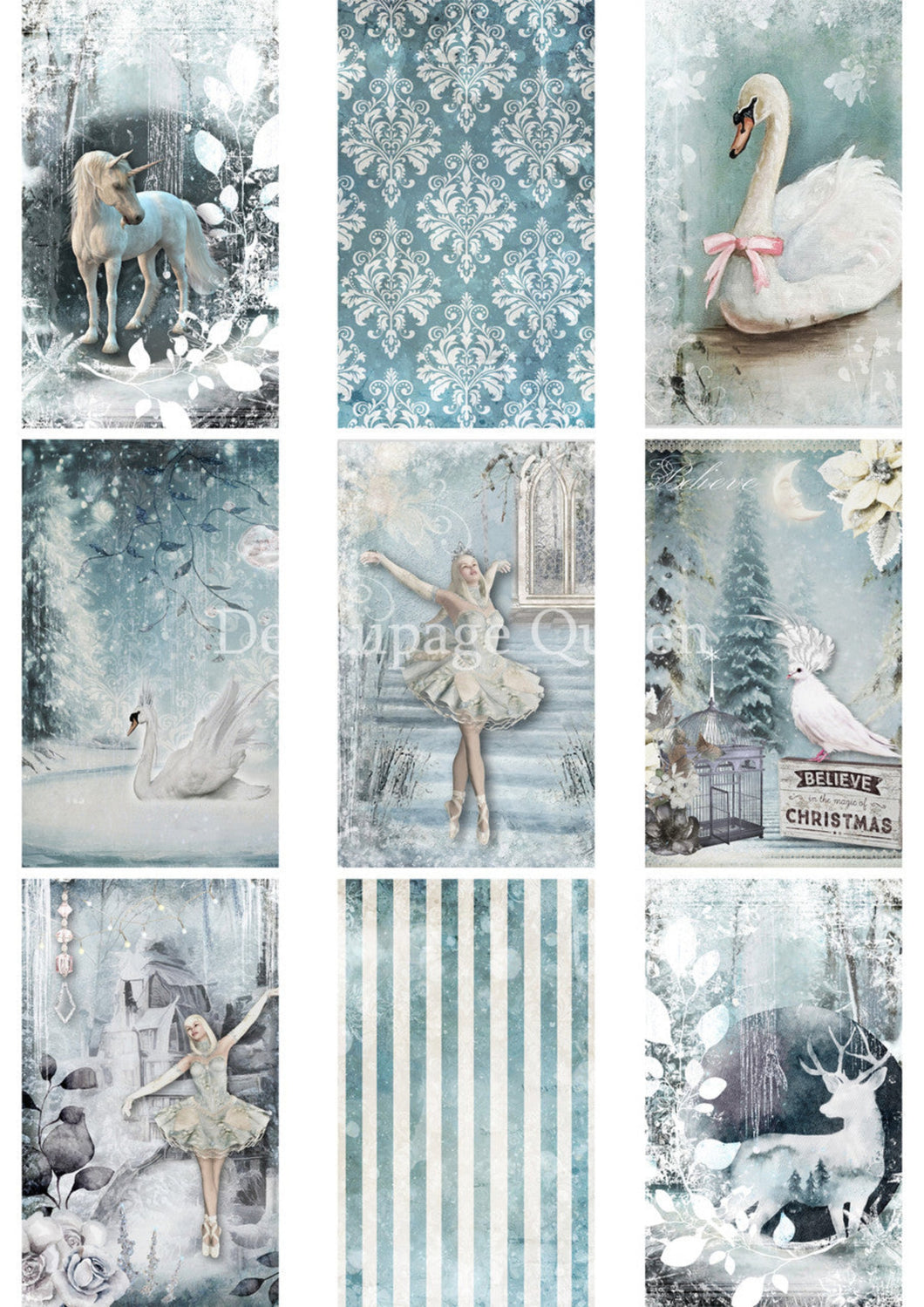 Winter Fantasy Tags Rice Paper by Decoupage Queen