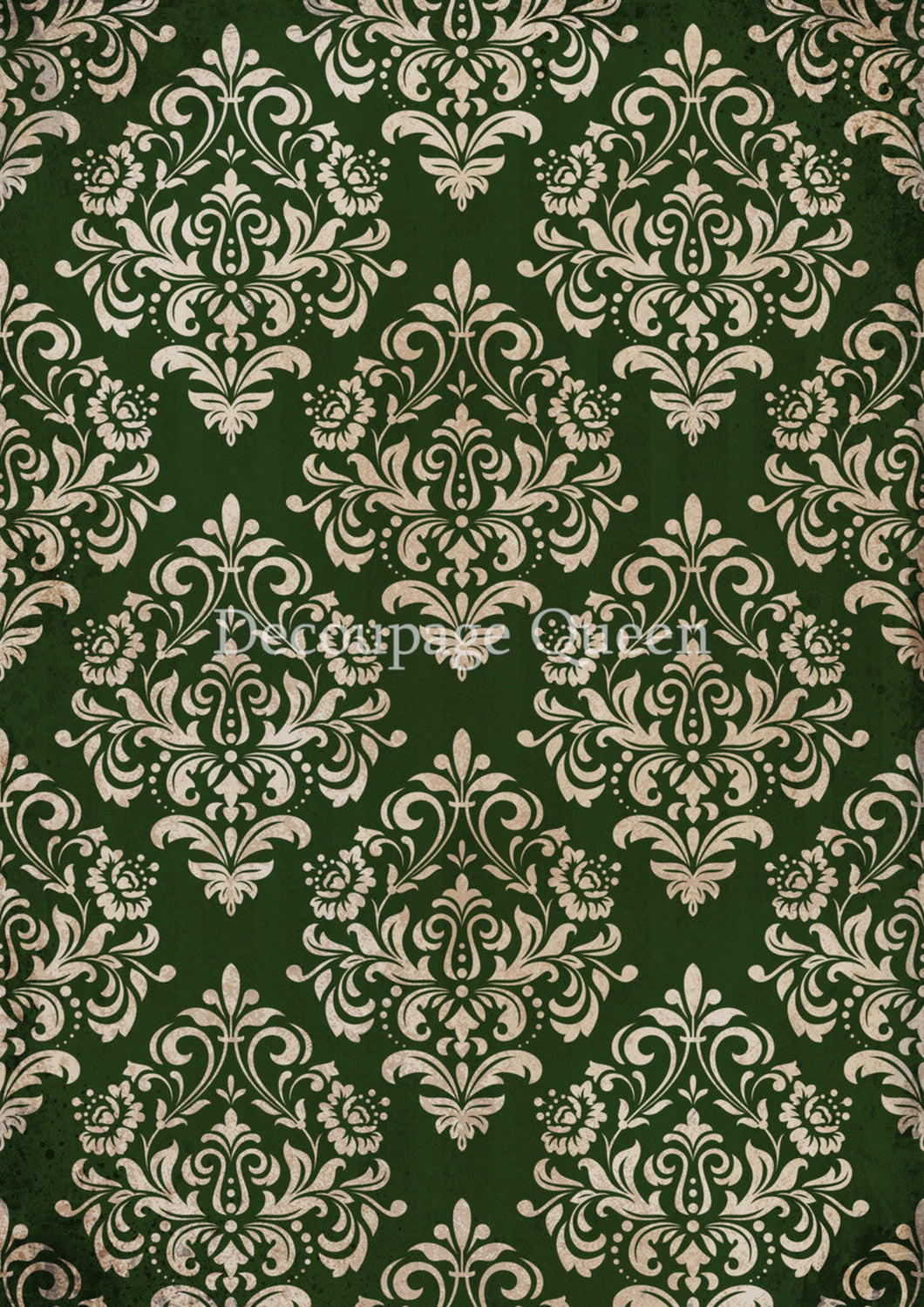 Christmas Damask Green Rice Paper by Decoupage Queen