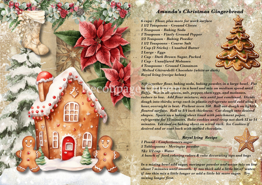 Amanda's Gingerbread Recipe Rice Paper by Decoupage Queen